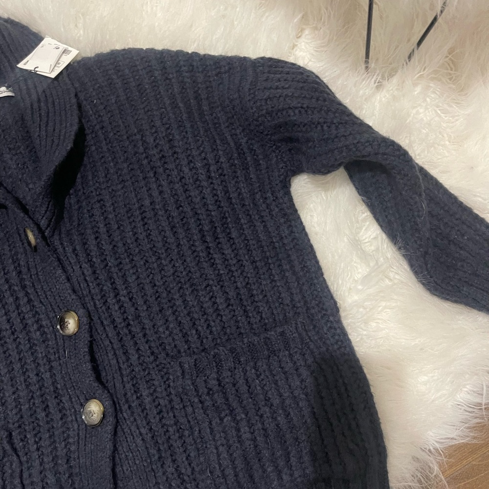 Zara oversize thick navy blue cardigan Sweater - Picture 5 of 8